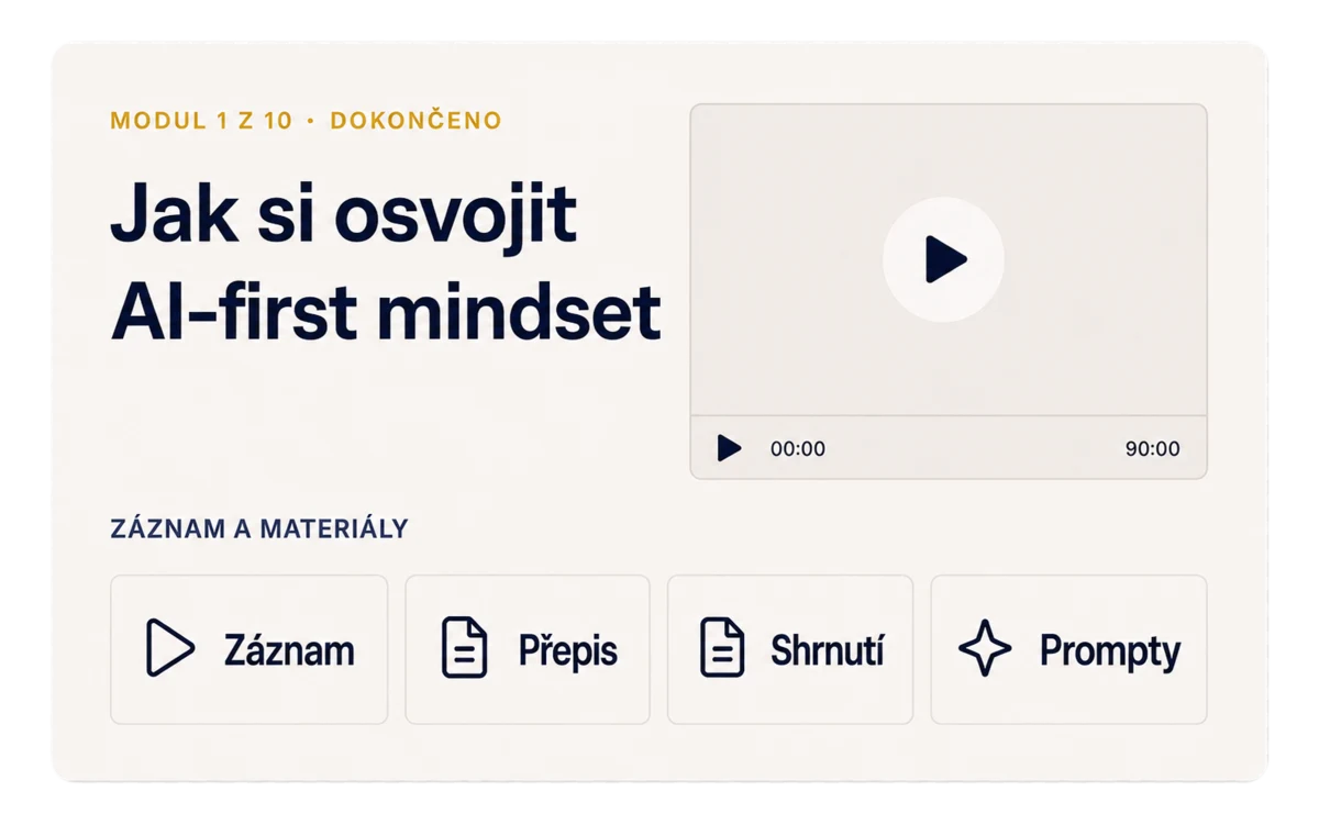 Ukázka online modulu se záznamem a materiály