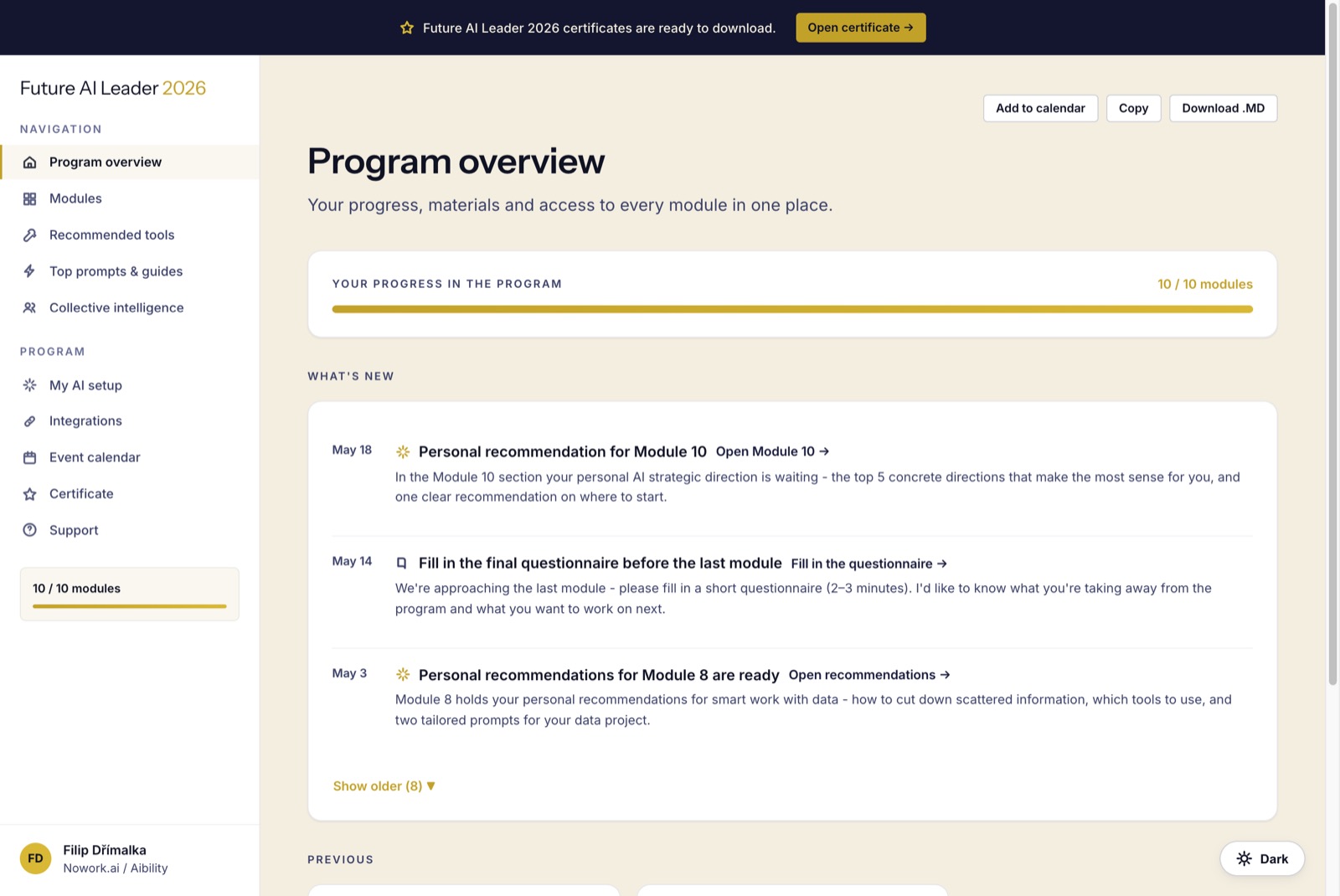 English overview of the Future AI Leader portal