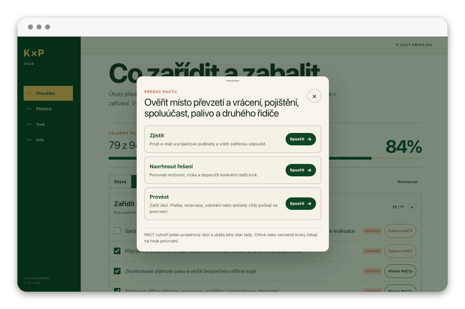 Můj projektový nástroj Just in Time s možností předat každý úkol AI