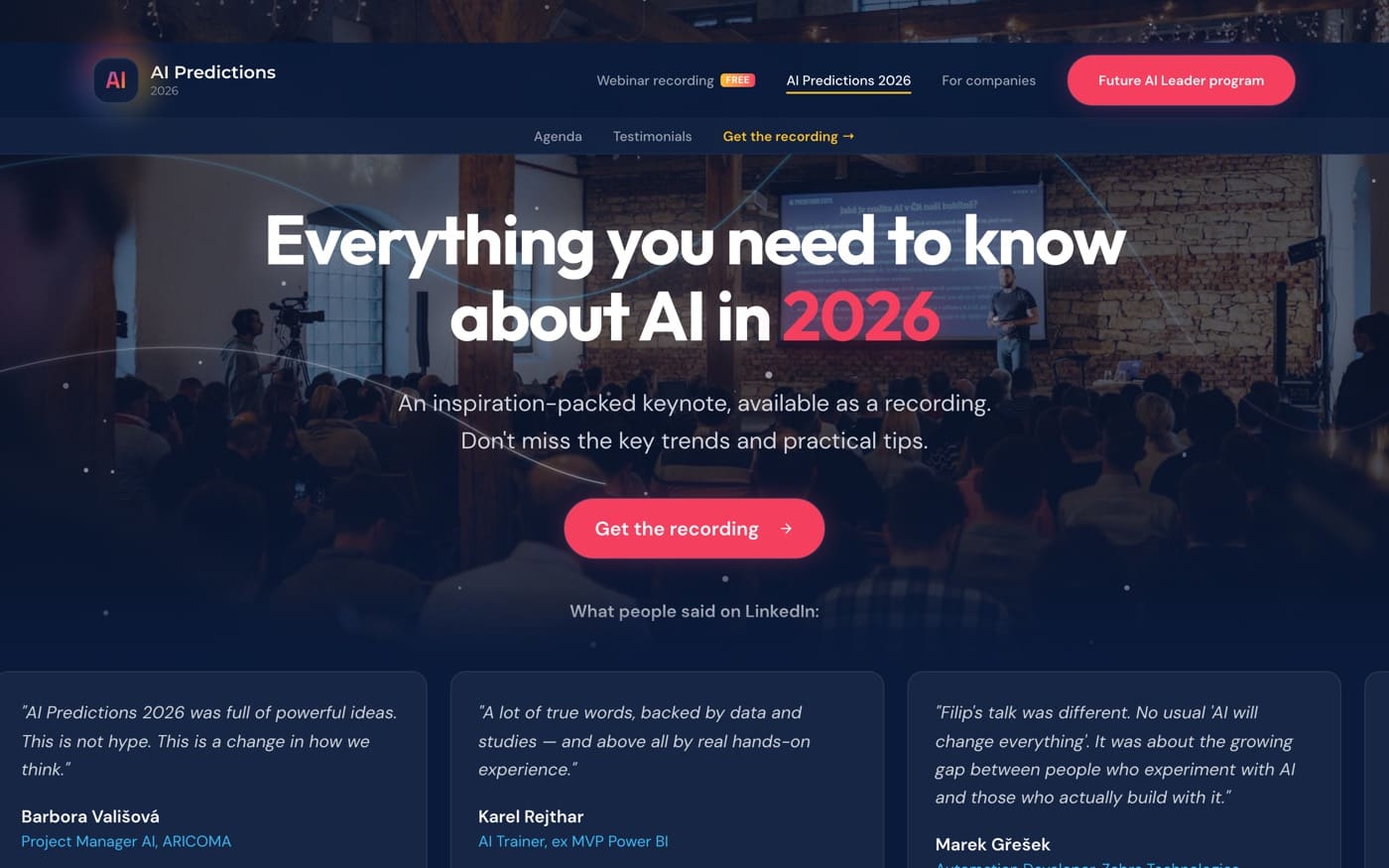 Web AI Predictions s prodejem vstupenek